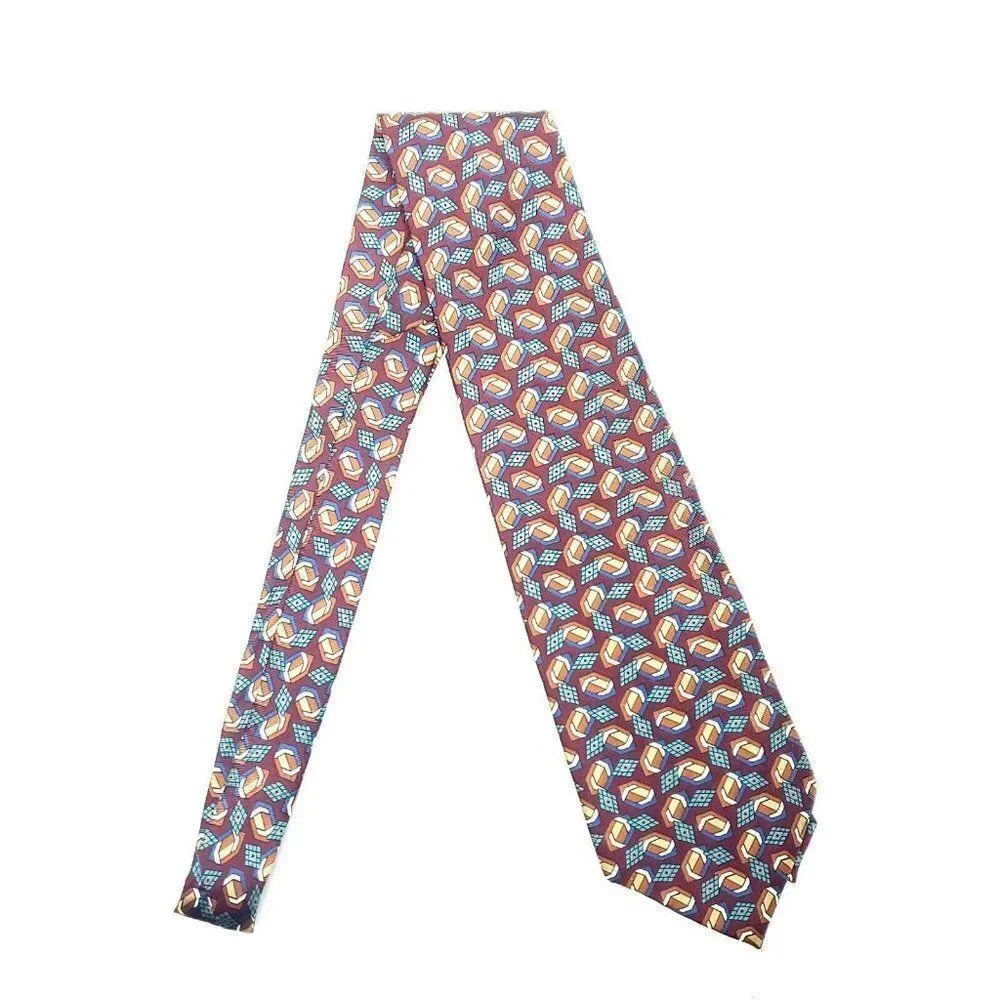 Christian Dior Silk‎ Tie Print Red Geometric Italy - Picture 7 of 7